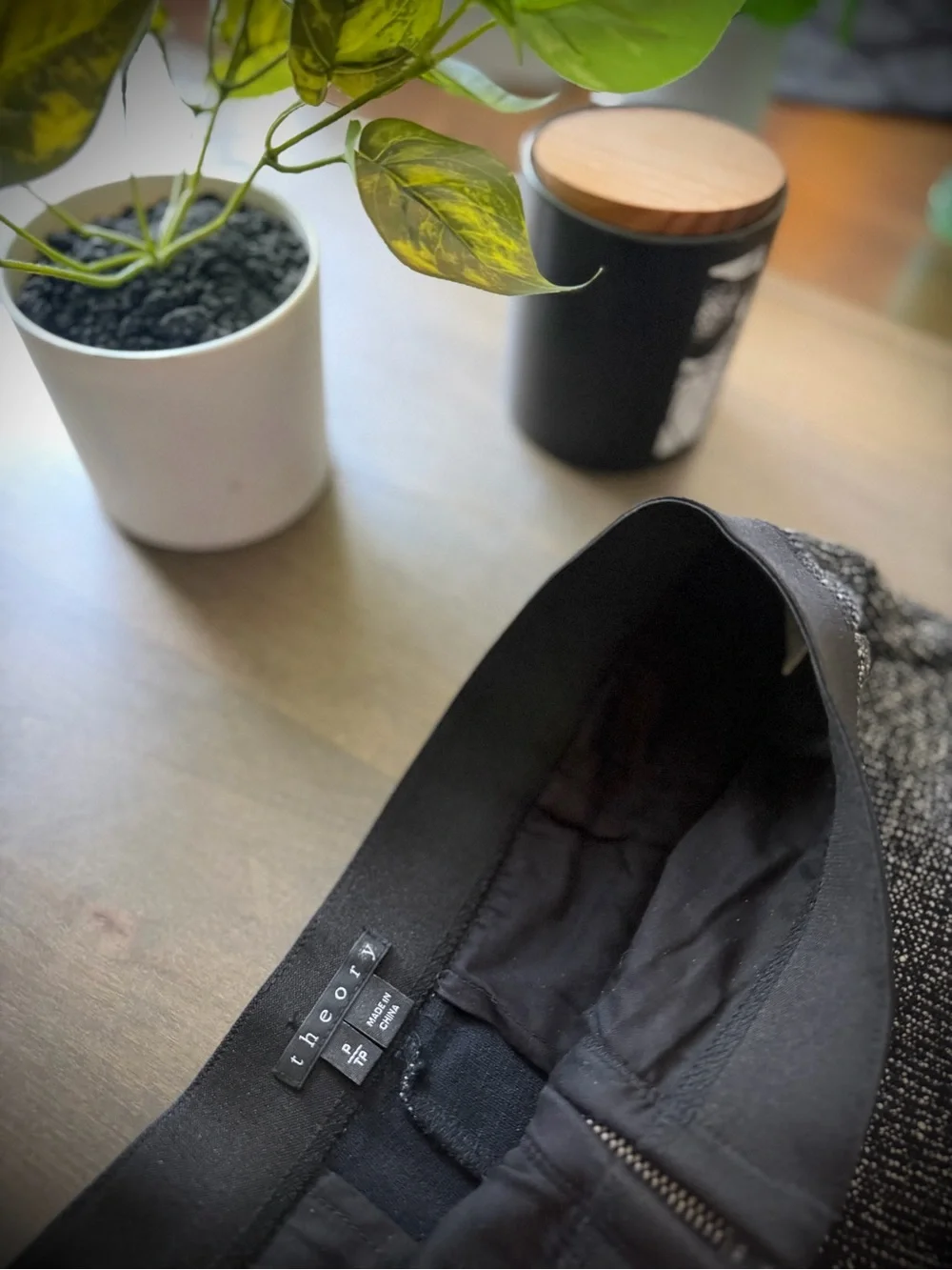 THEORY | 0 / P TP | Tweed Front Zip Nylon Cotton Stretch Micro Shorts